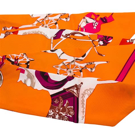 hermes scarf orange horses|hermes reversible scarf.